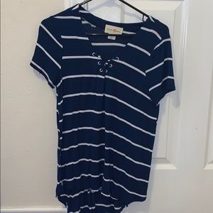 Navy and white stripped shirt